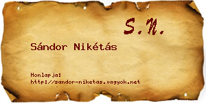Sándor Nikétás névjegykártya